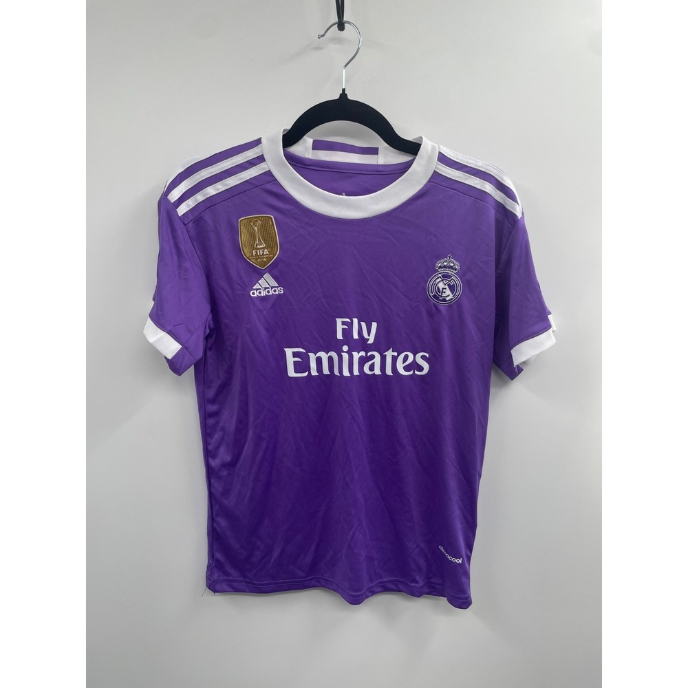 NWOT Adidas Real Madrid 2016/2017 Jersey Men's 26 Purple 3-Stripes Short Sleeve